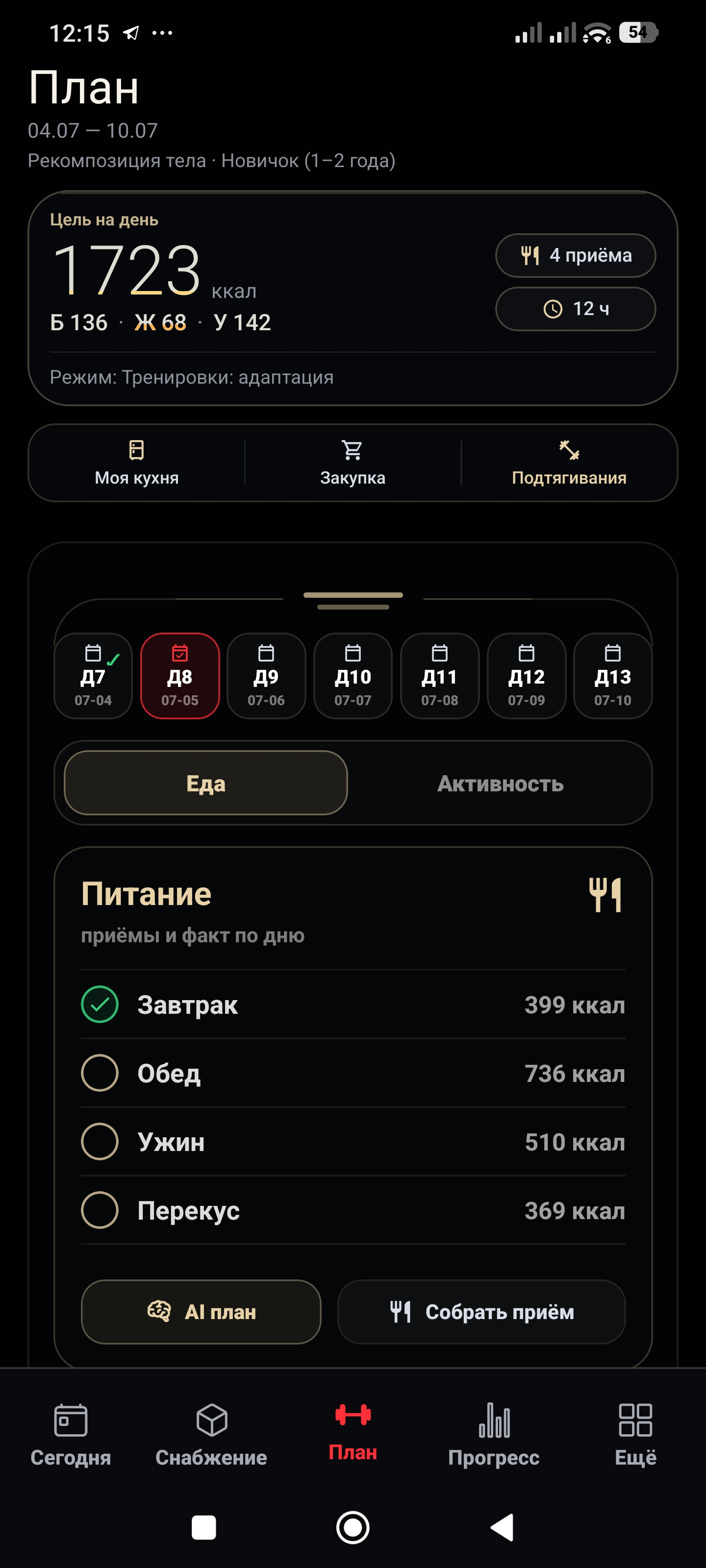План питания и тренировок iXgen lab
